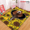 Basset Hound Sunflower Zipper Rug Carpet Rug Home Room Decor Premium Rectangle Rug / Small Official Rug Merch