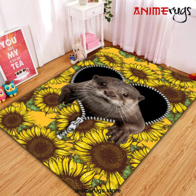 Beaver Sunflower Zipper Rug Carpet Rug Home Room Decor Premium Rectangle Rug / Small Official Rug Merch