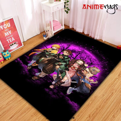 Demon Slayer Team Pink Moonlight Area Carpet Rug Home Decor Bedroom Living Room Decor Small / Premium Rectangle Rug Official Rug Merch