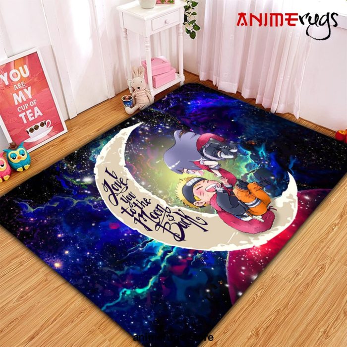 Naruto Couple Love You To The Moon Galaxy Carpet Rug Home Room Decor Small / Premium Rectangle Rug Official Rug Merch