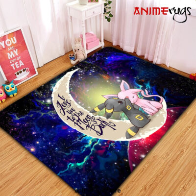 Pokemon Couple Espeon Umbreon Love You To The Moon Galaxy Carpet Rug Home Room Decor Small / Premium Rectangle Rug Official Rug Merch