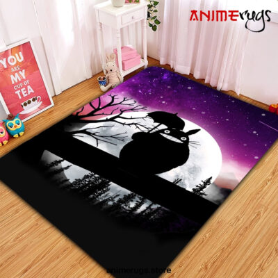 Totoro Ghibli Moon Night Rug Carpet Rug Home Room Decor Premium Rectangle Rug / Small Official Rug Merch