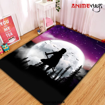 Uchiha Sasuke Naruto Moon Night Rug Carpet Rug Home Room Decor Premium Rectangle Rug / Small Official Rug Merch