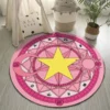 Cartoon Cardcaptor Sakura Magic Circle Area Rug Round Living Room Carpet Pink Non Slip Floor Mat - Anime Rugs Store