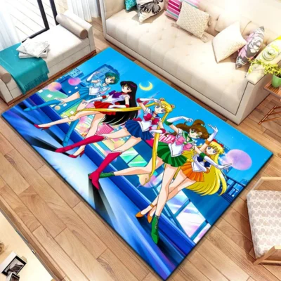 Sailor Mars Venus Moon Jupiter And Mercury Rug - Anime Rugs Store